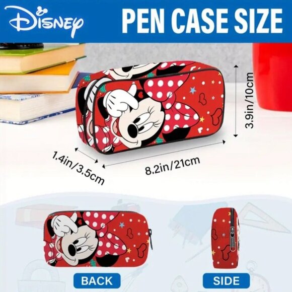 Disney Minnie Mouse Red White Pen Pencil Case Multipurpose Storage Case NEW - Picture 3 of 15